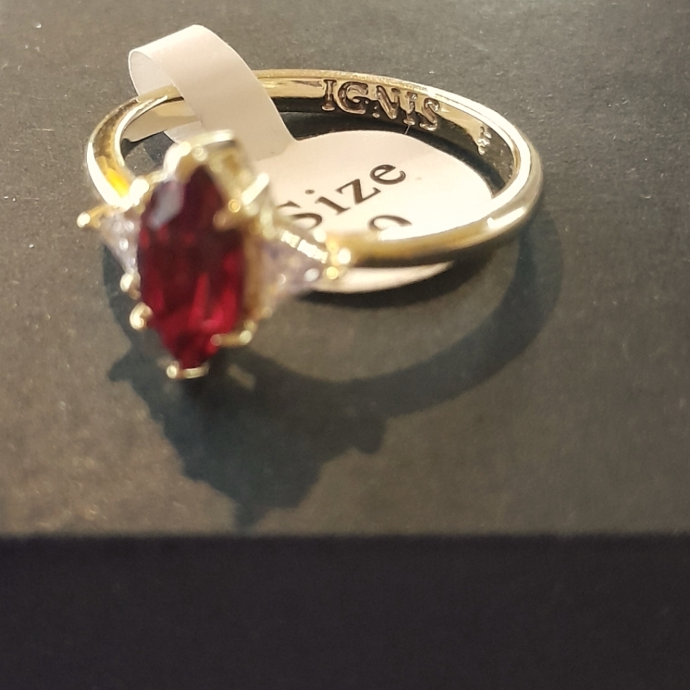 Fragrant Jewels Gold Ring with Red Gemstone Sz 9 - Picture 3 of 6